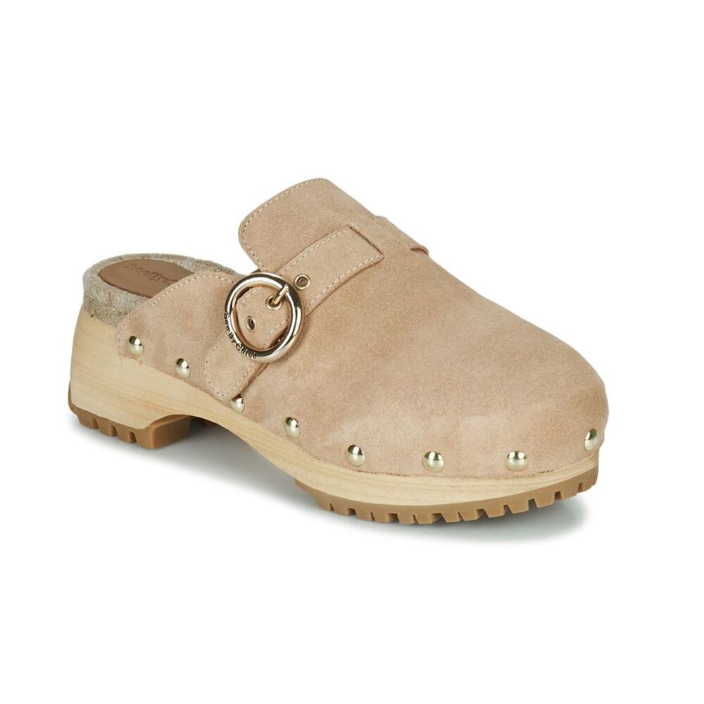 See By Chloe Women's Viviane Tan Suede Gold Studded Clogs‎ EU 37 US 6.5